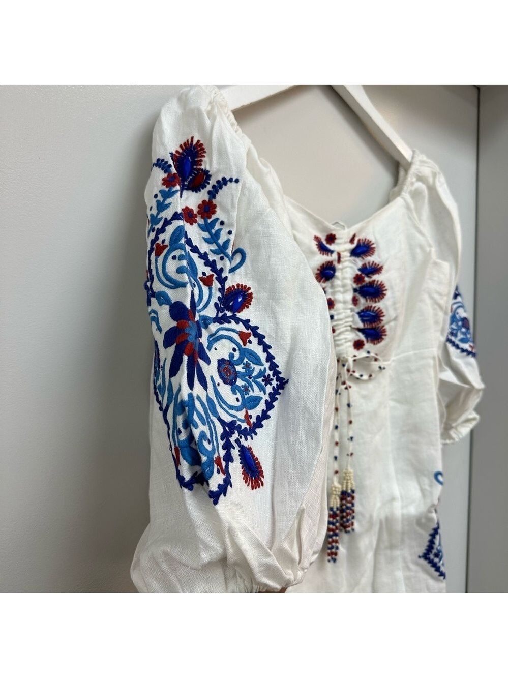 FARM Rio Off-White Navy Embroidery Mini Dress - Picture 2 of 11